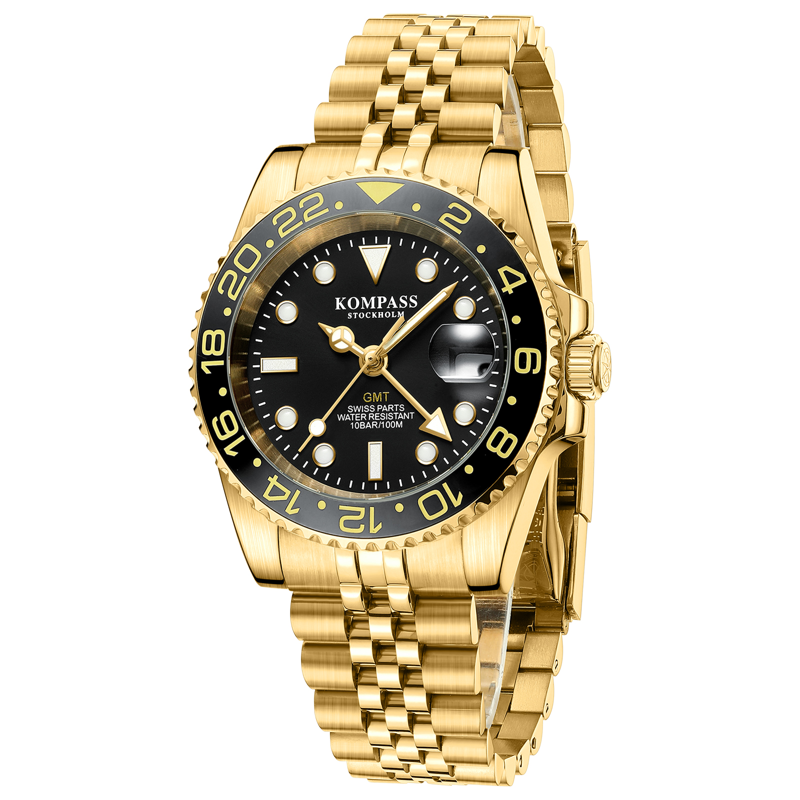 Kompass GMT-Professional Jubilee Sapphire Steel Gold Black - 3