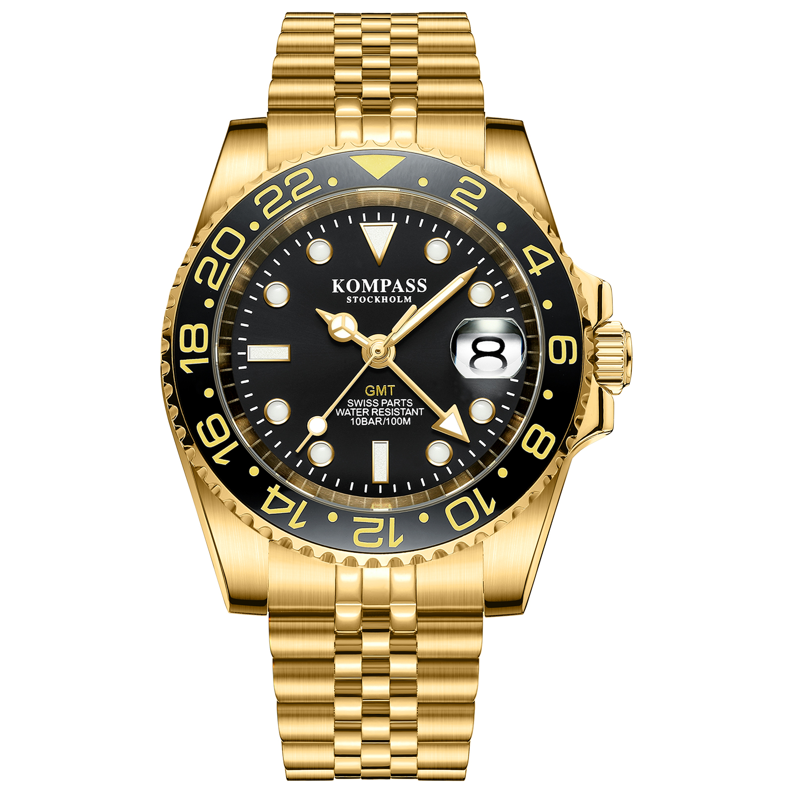 Kompass GMT-Professional Jubilee Sapphire Steel Gold Black