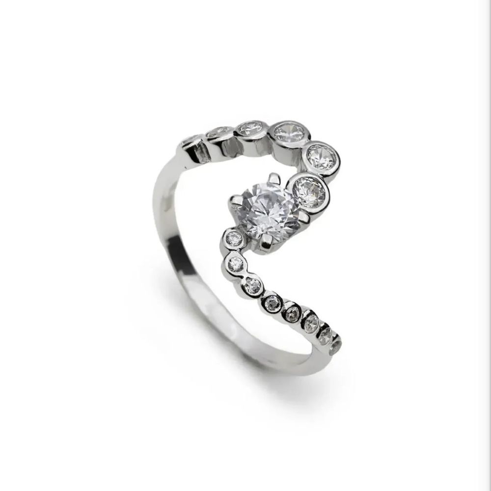 Lineargent Wavy ring 