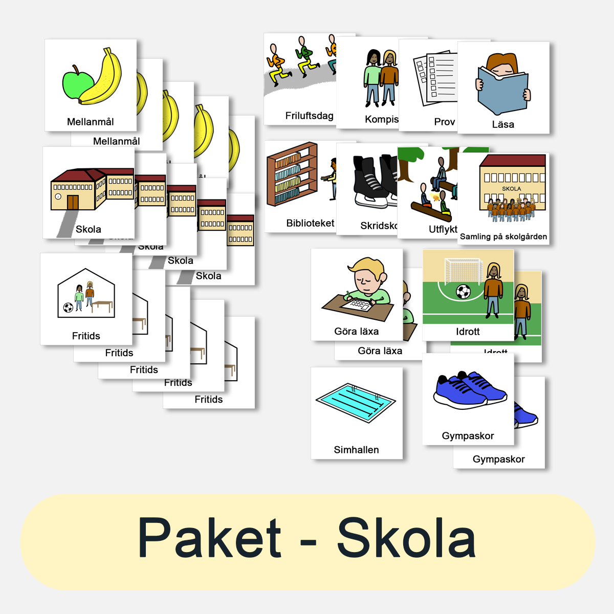 Bildstödpaket - Skola, 3×3 cm (30 bilder)