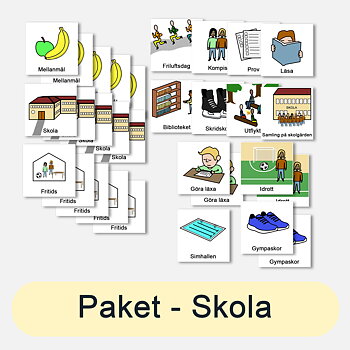 Bildstödpaket - Skola, 3×3 cm (30 bilder)