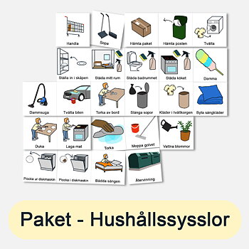 Bildstödpaket - Hushållssysslor, 3×3 cm (25 bilder)