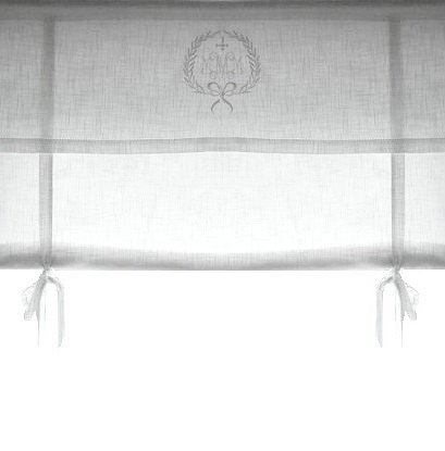 Hissgardin monogram A och hålsöm vit lantlig stil  - 2
