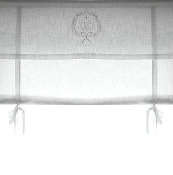 Hissgardin monogram A och hålsöm vit lantlig stil 