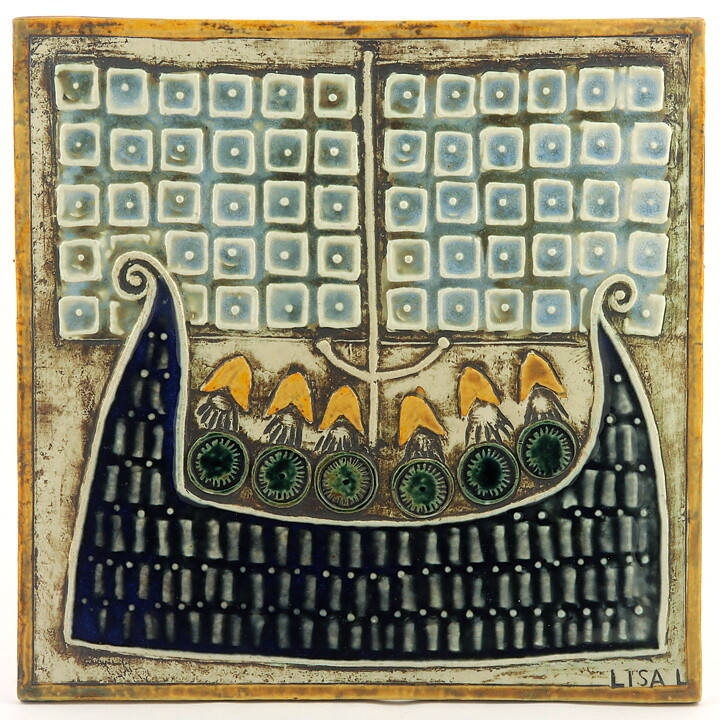 Lisa Larson (Unik 1961) Striking Ship Wall Plaque 23 cm (4) <Studio Production>