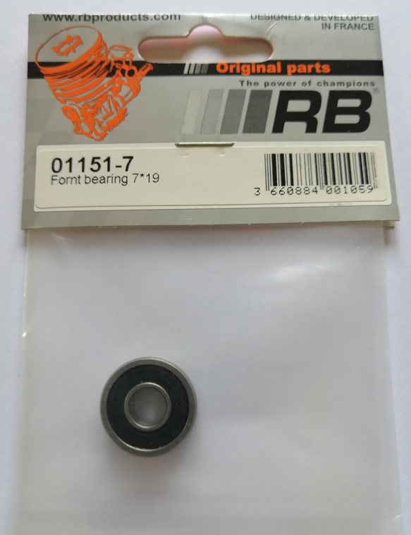 RB Products 01151-72 Front Bearing 7x19 2RS (black rubber flange)