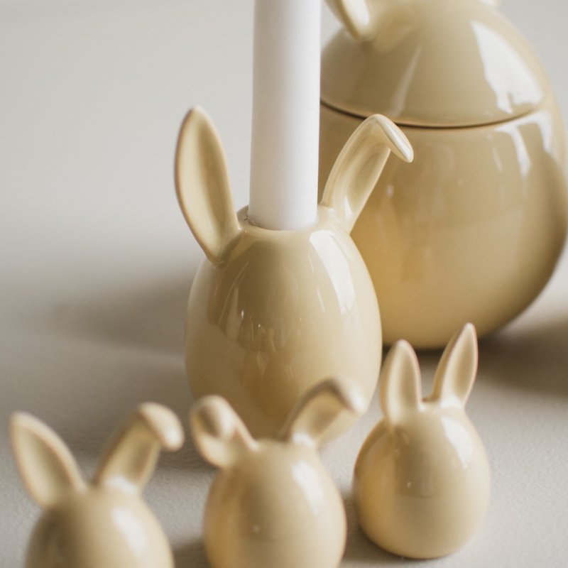 Rabbit Candle Holder - Shiny Yellow  - Kanin - Ljusstake - 13x6,5 cm - DBKD