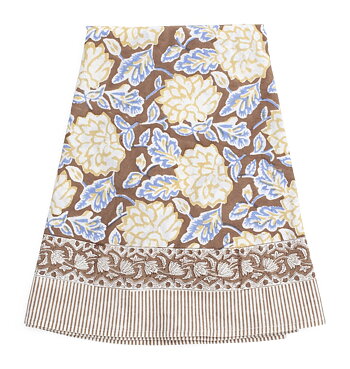 Bordsduk -Dahlia - Brown & Blue- Rund 160 cm