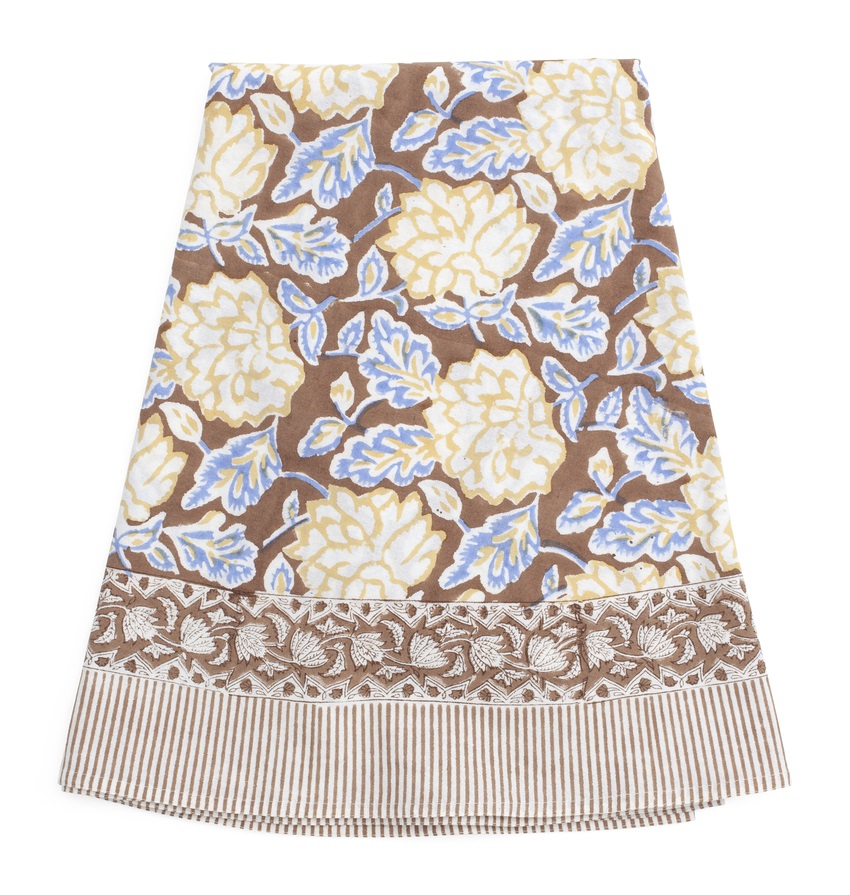 Bordsduk -Dahlia -Brown & Blue  Rund 220 cm
