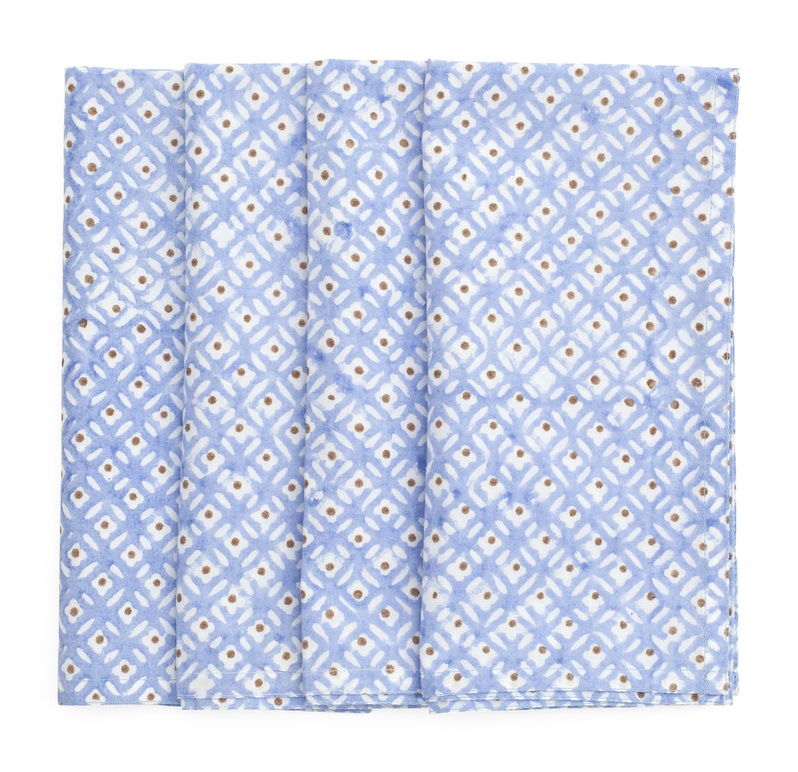 Napkins - Dot - Blue & Brown - 50x50cm - set of 4