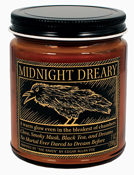 Scented Jar Candle : Midnight Dreary Edgar Allan Poe  - Doftljus i glasburk (kryddnejlika, rökig mysk, svart te)