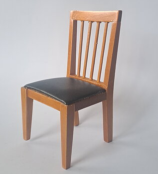 Chair with leather seat - stained