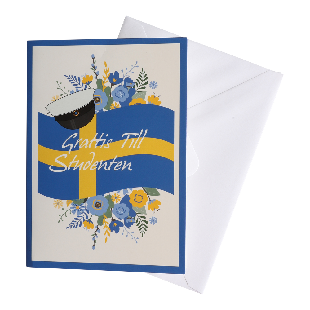 Presentkort "Grattis till Studenten" - Sverigeflagga