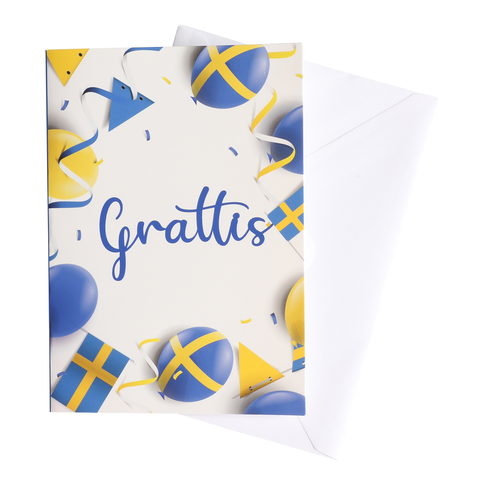 Presentkort "Grattis" Ballonger och girlanger - student