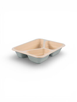 Tray fiber 227 x 178 x 45 mm natural 3-compartment 400 pcs/pack