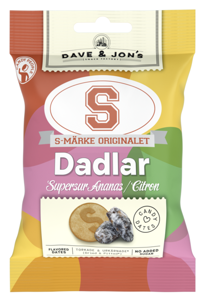 Dave & jons S-Merkki taatelit – hapan sitruuna 50g 20kpl