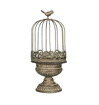 Fågelbur antik grönbrun planteringsbur liten shabby chic lantlig stil Gårdsromantik