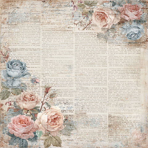 Papper Scrapbooking  Reprint -Quiet Moments Faded Floral -  12x12 (30,5 x 30,5 cm)