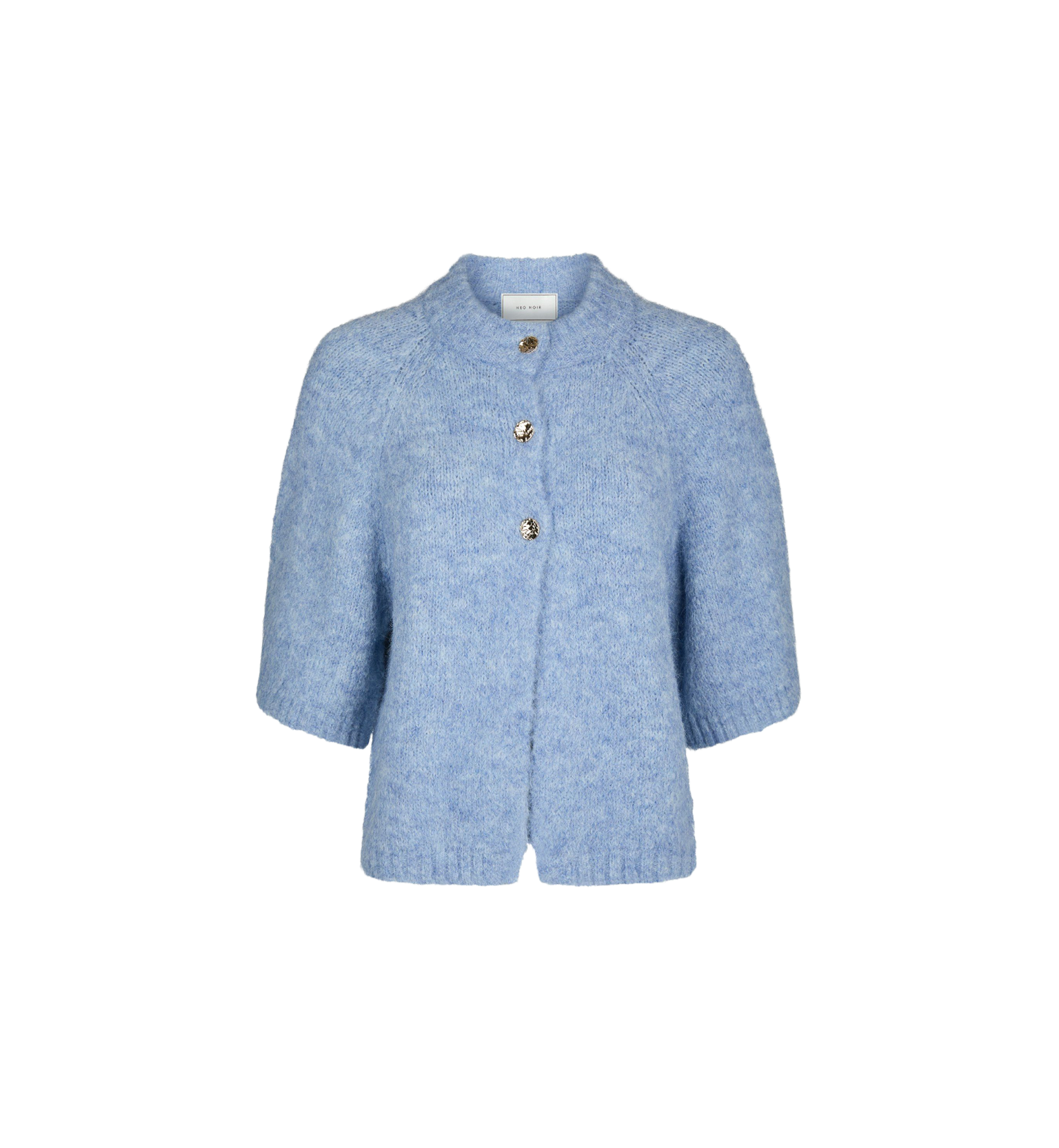 Neo Noir Benuta Fluffy Knit Cardigan Blue