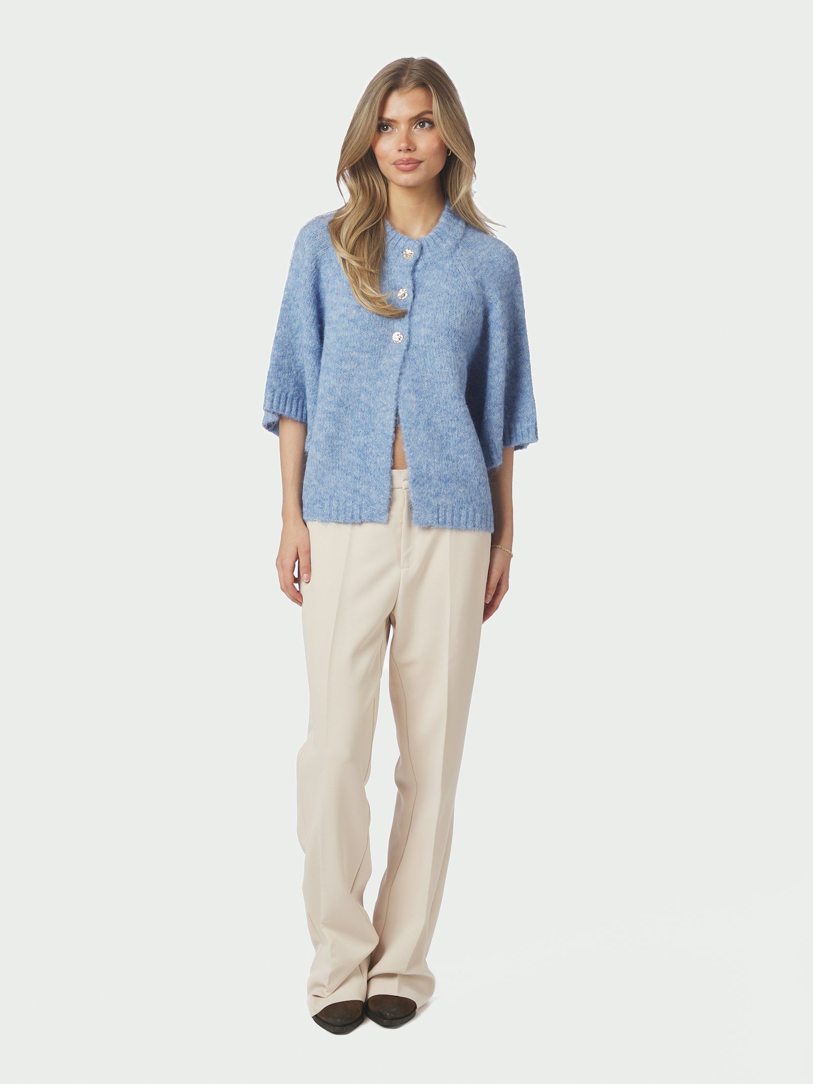 Neo Noir Benuta Fluffy Knit Cardigan Blue - 3