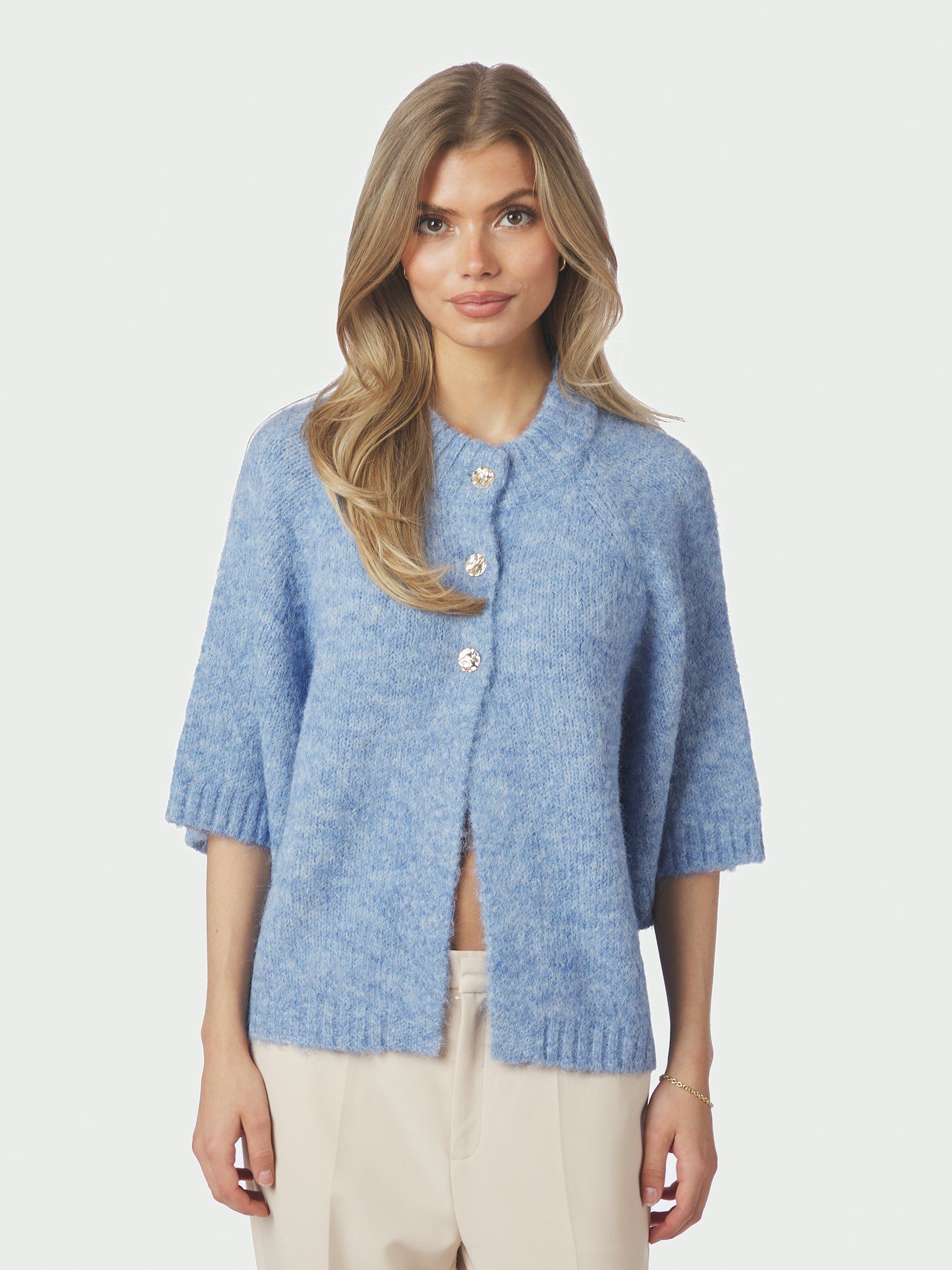 Neo Noir Benuta Fluffy Knit Cardigan Blue - 2