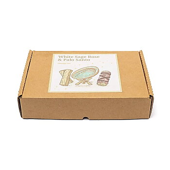 Smudge set vit salvia, ros & Palo Santo