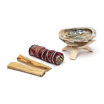 Smudge set vit salvia, ros & Palo Santo