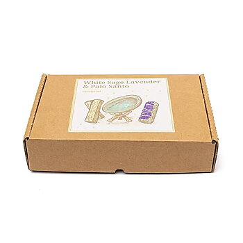 Smudge set vit salvia, lavendel & Palo Santo