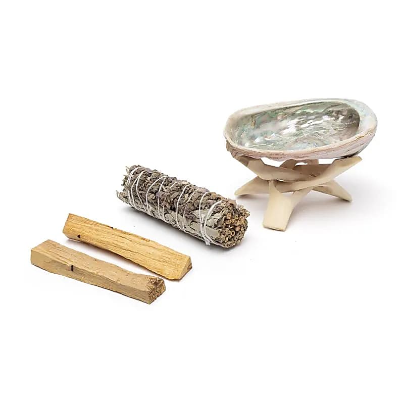 Smudge set vit salvia, lavendel & Palo Santo