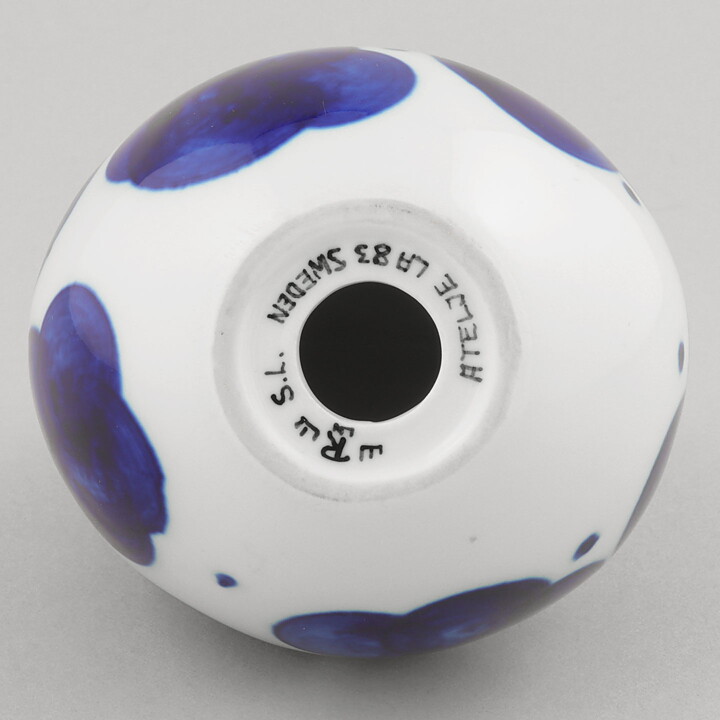 Sylvia Leuchovius (1960s) White Owl with Hand-Painted Blue Decor 14 cm (3)