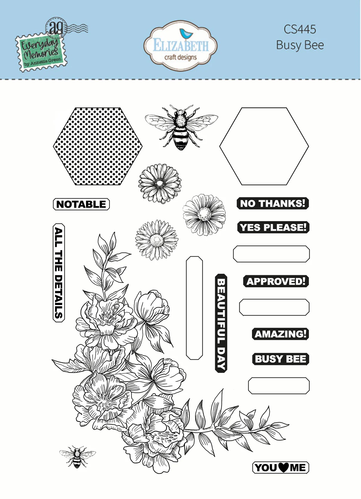 Elizabeth - Clear stamps - Busy Bee