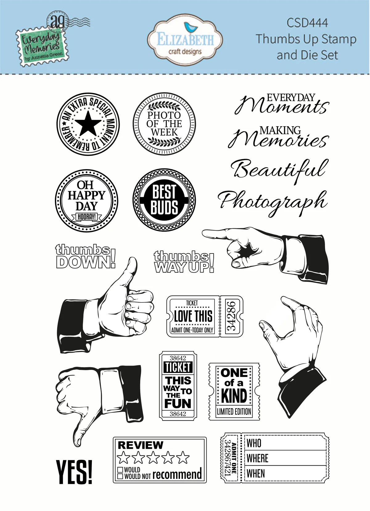 Elizabeth - Thumbs Up Stamp and Die Set
