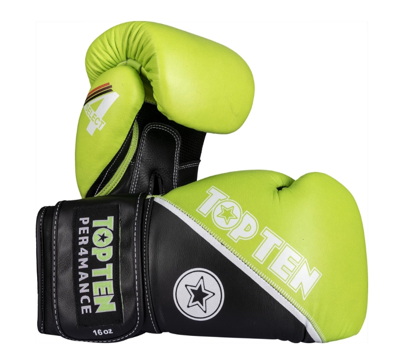 Topten Boxing glove 4Select Inferno, Green 10 oz