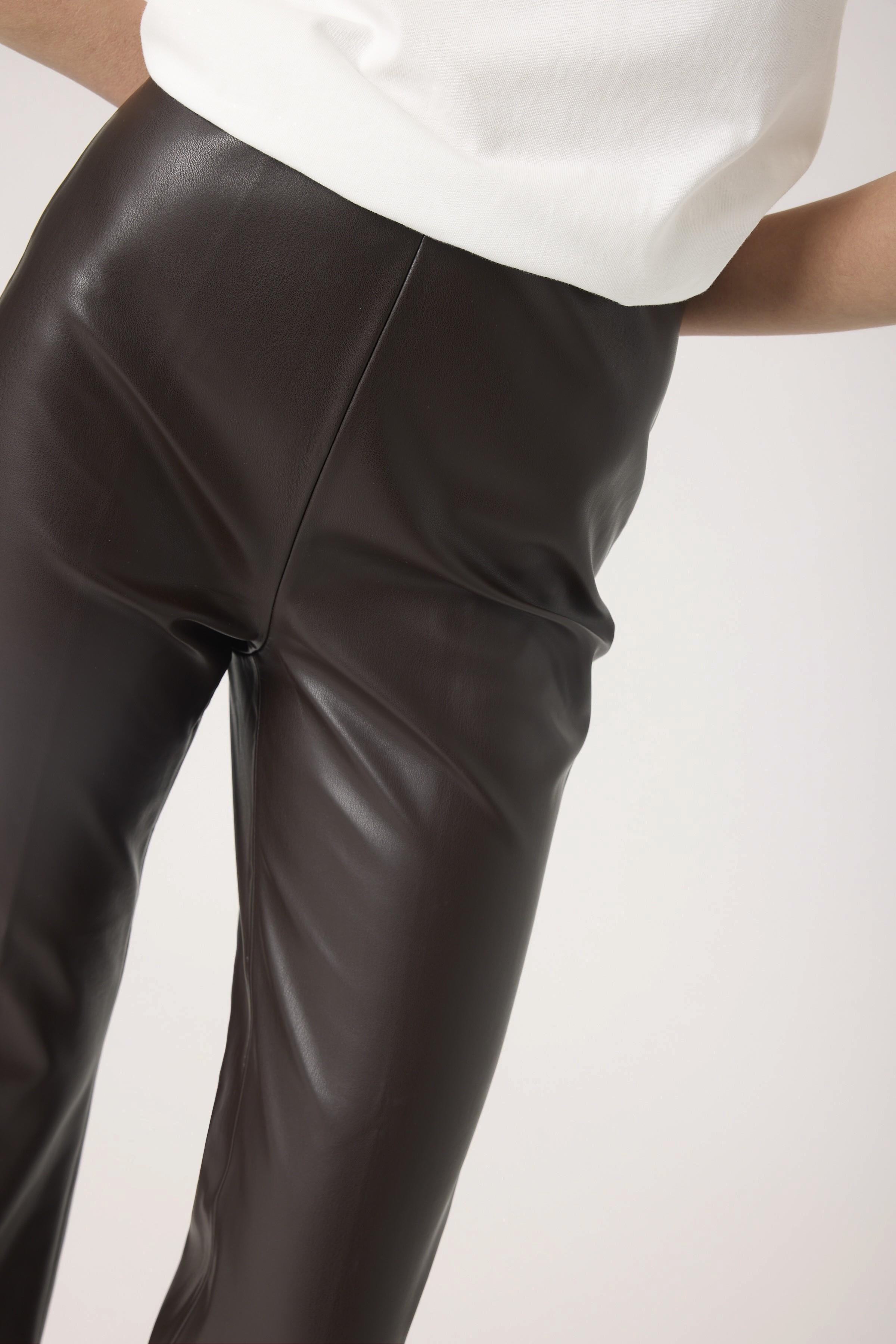 SLKaylee PU Kickflare Pants Chocolate Torte - 3