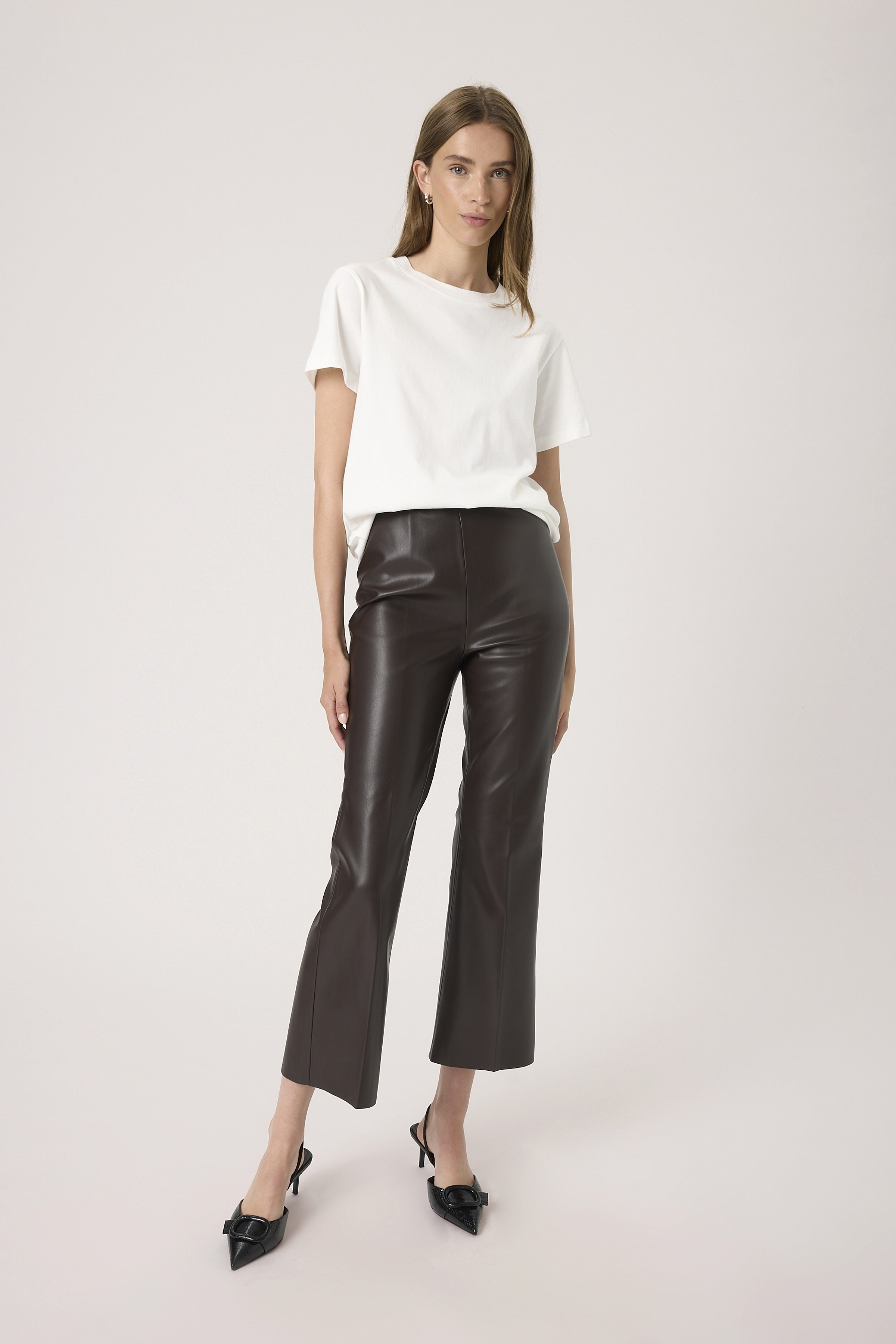 SLKaylee PU Kickflare Pants Chocolate Torte - 4