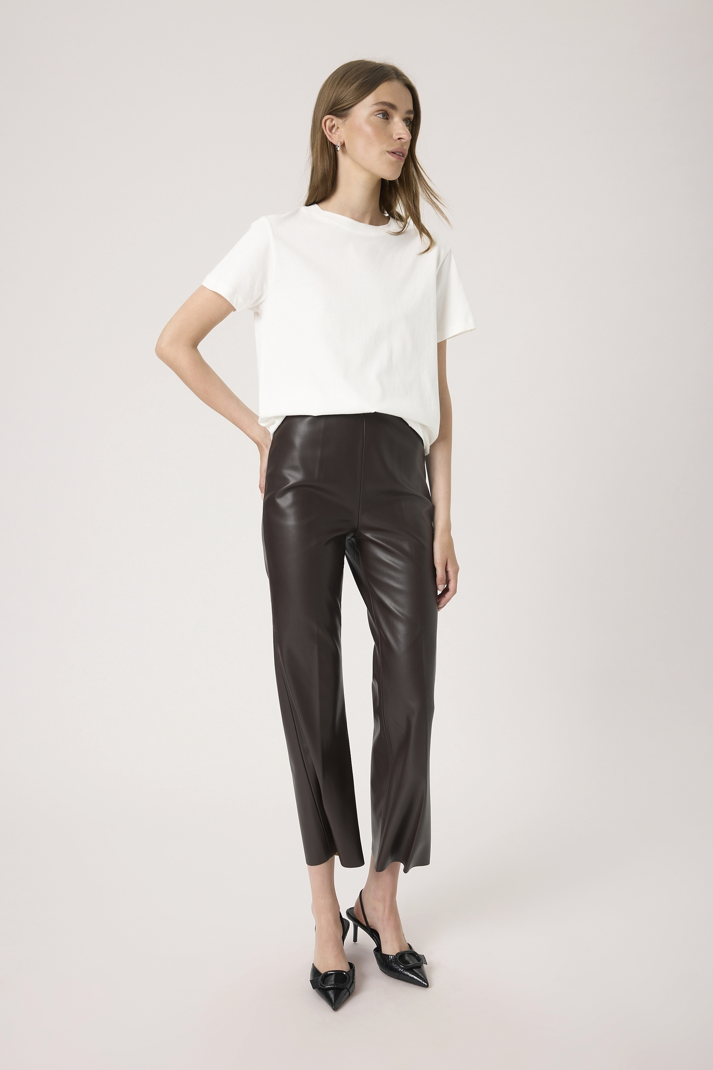 SLKaylee PU Kickflare Pants Chocolate Torte - 5