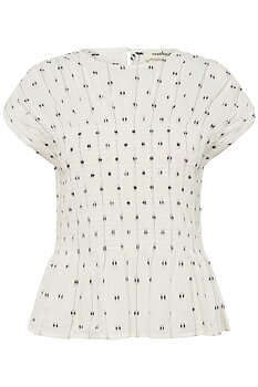 SLAmelie Blouse White W. Black Dobby
