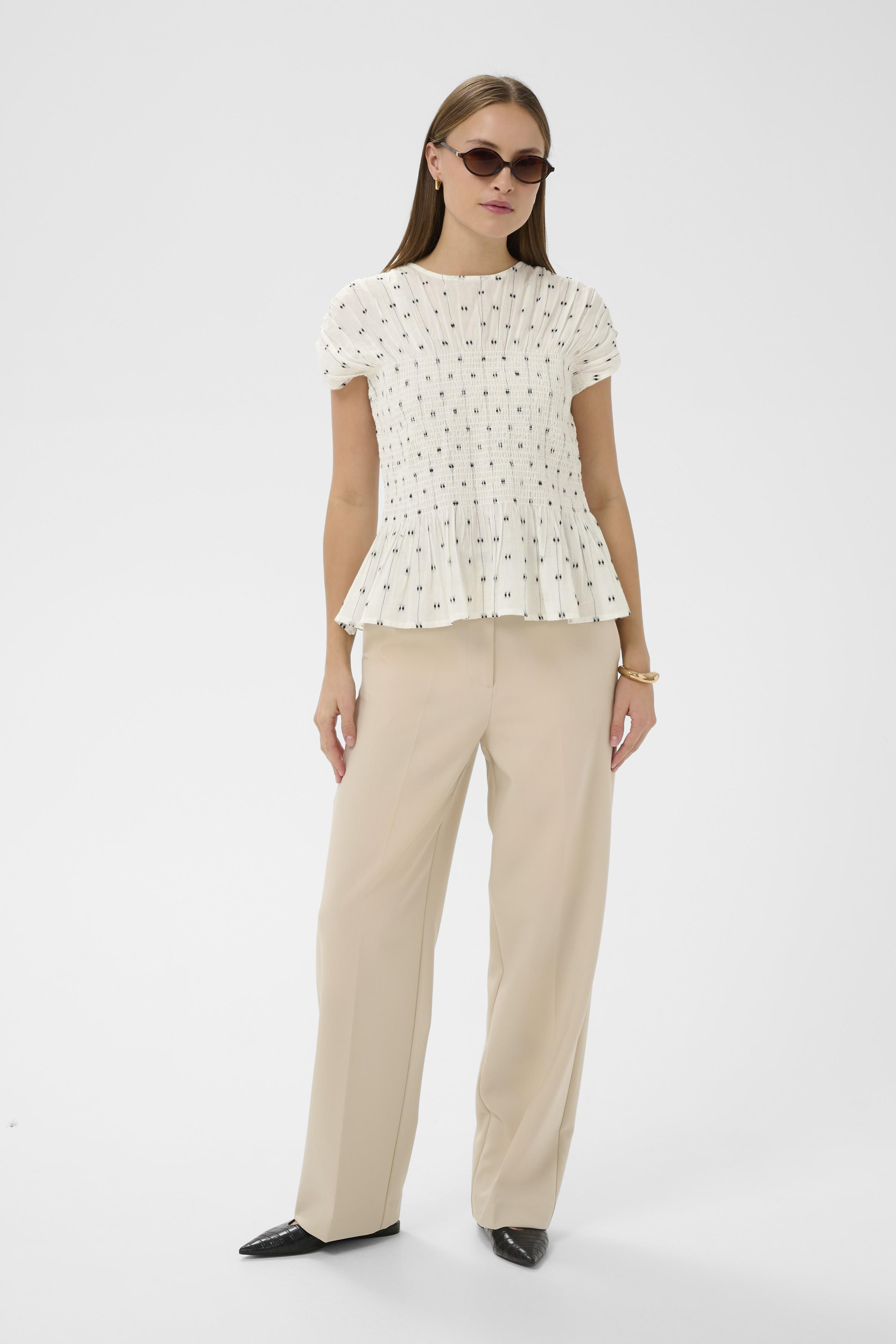SLAmelie Blouse White W. Black Dobby - 4