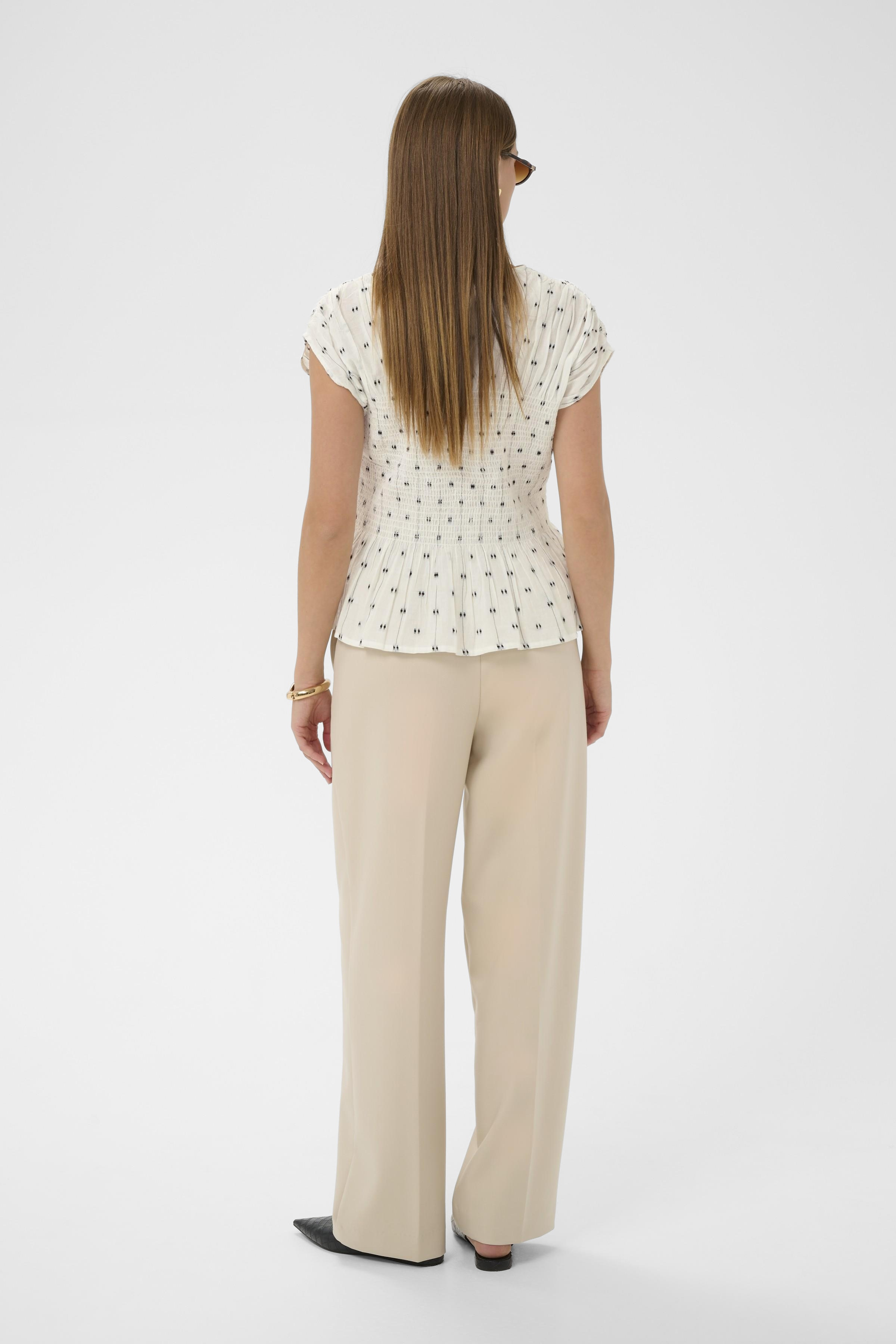 SLAmelie Blouse White W. Black Dobby - 5