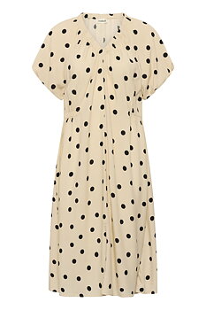 SLArjana Balloon Dress Oatmeal with Black Dots