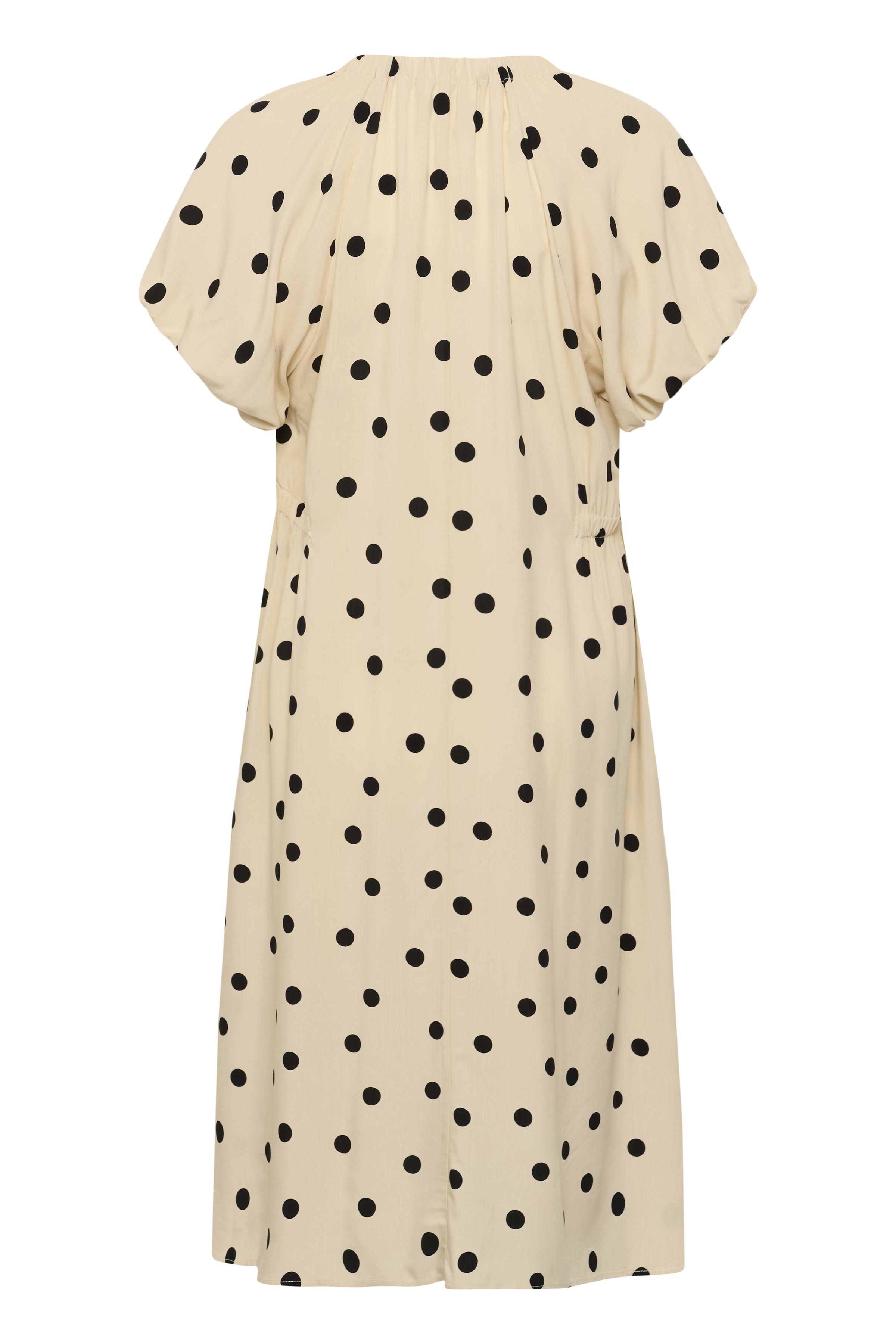 SLArjana Balloon Dress Oatmeal with Black Dots - 2