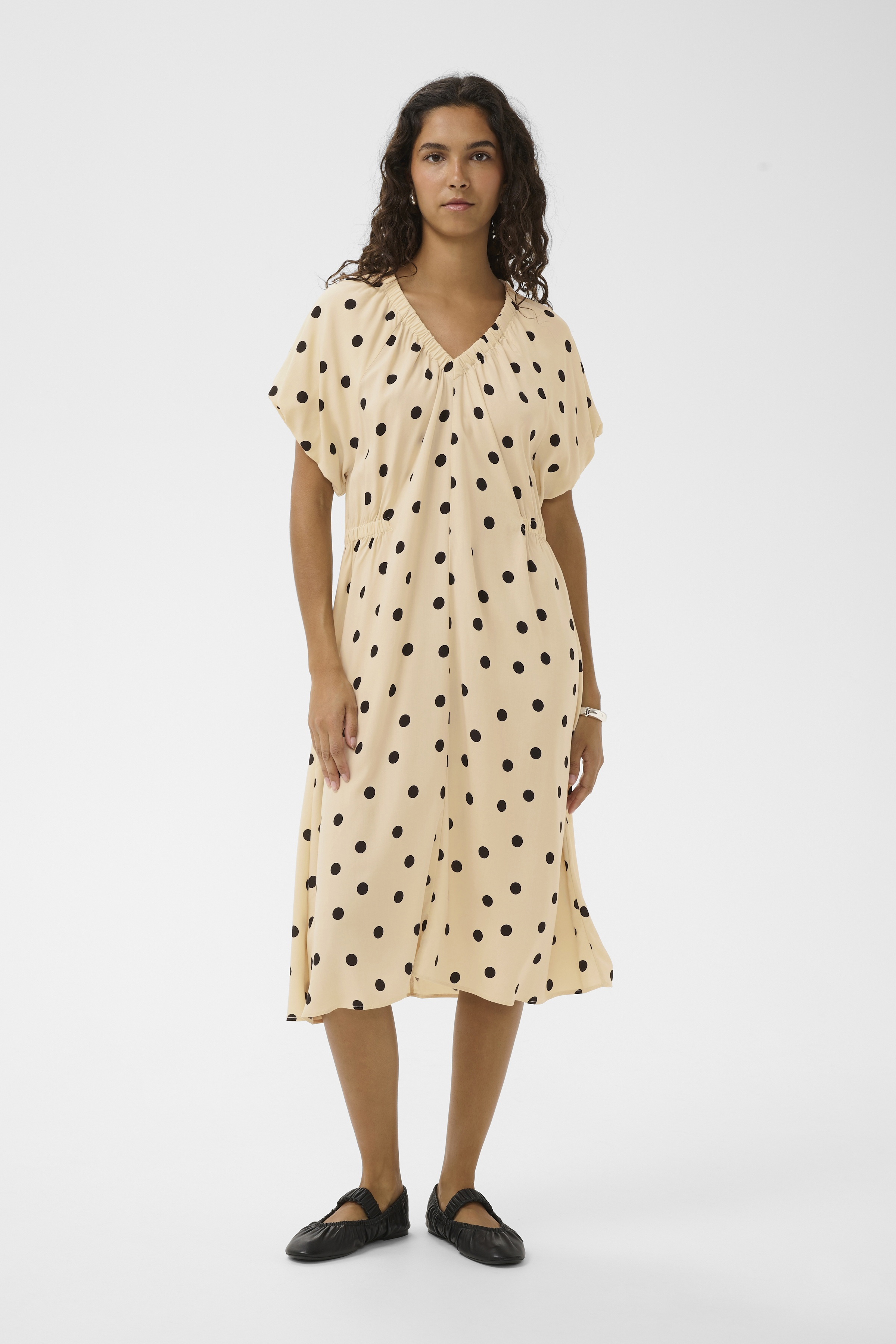 SLArjana Balloon Dress Oatmeal with Black Dots - 4