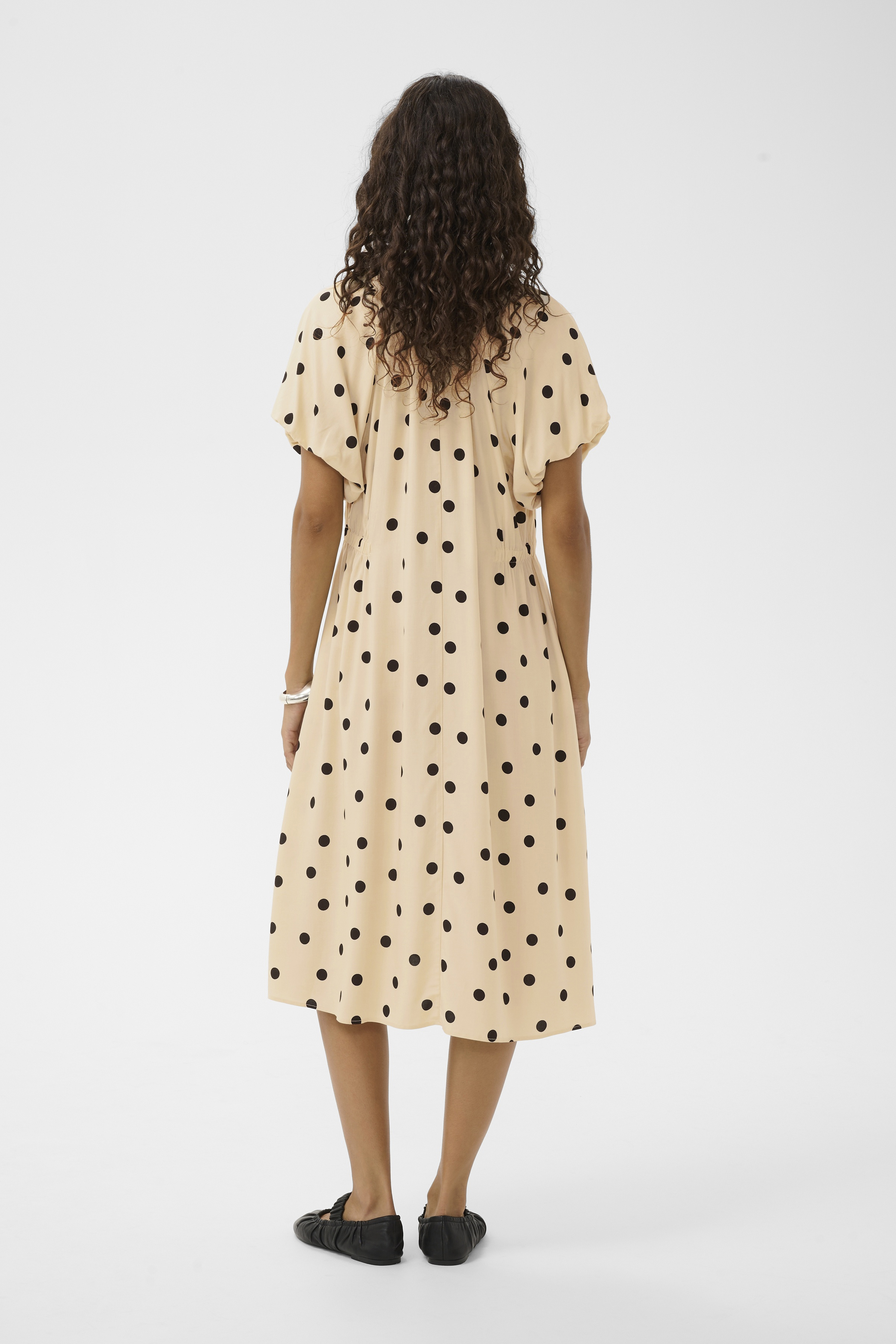 SLArjana Balloon Dress Oatmeal with Black Dots - 6