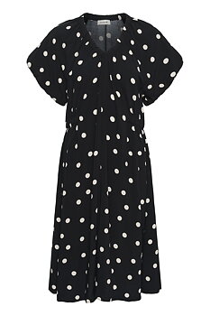 SLArjana Balloon Dress Black with Oatmeal Dot