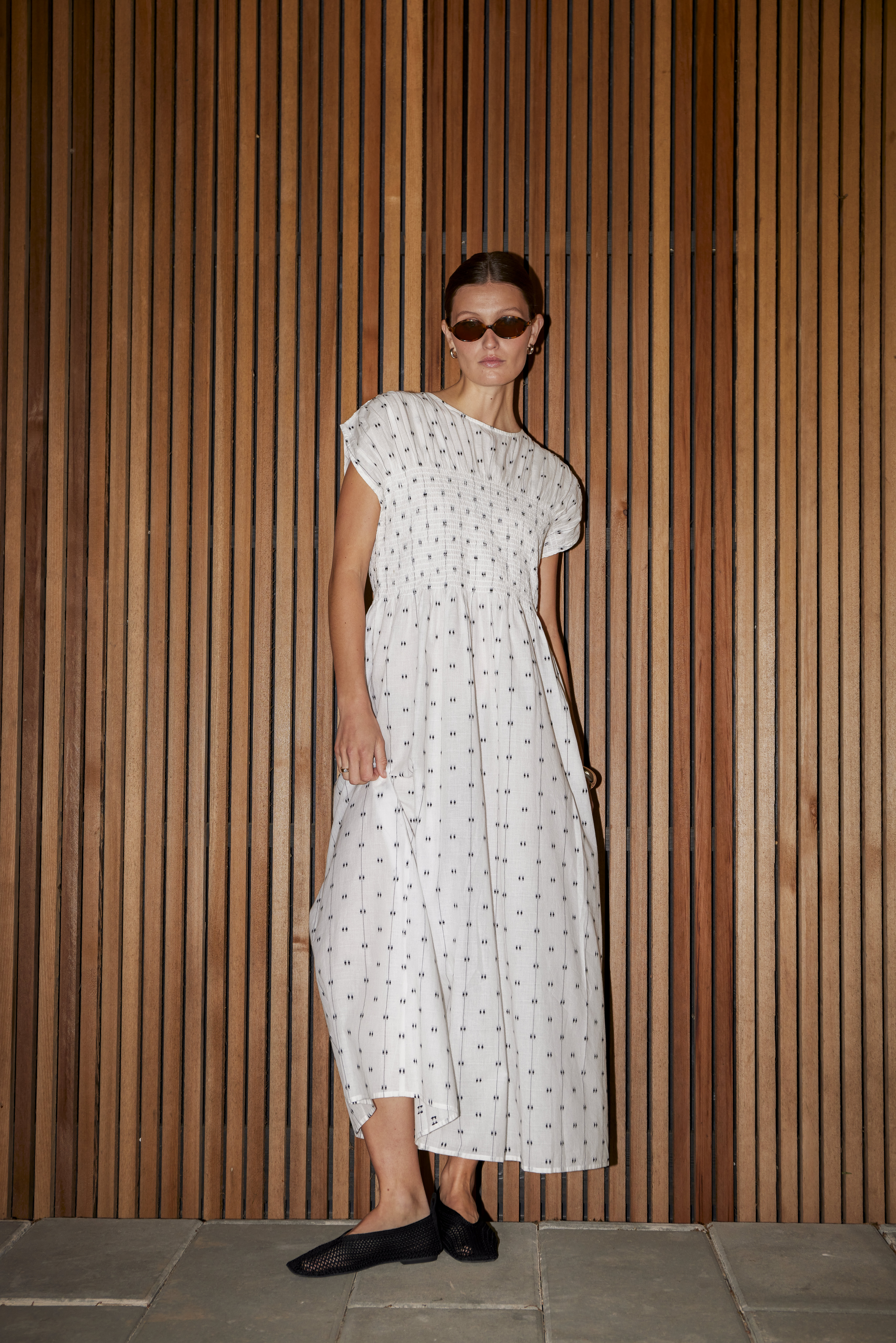 SLAmelie Dress White W. Black Dobby - 7
