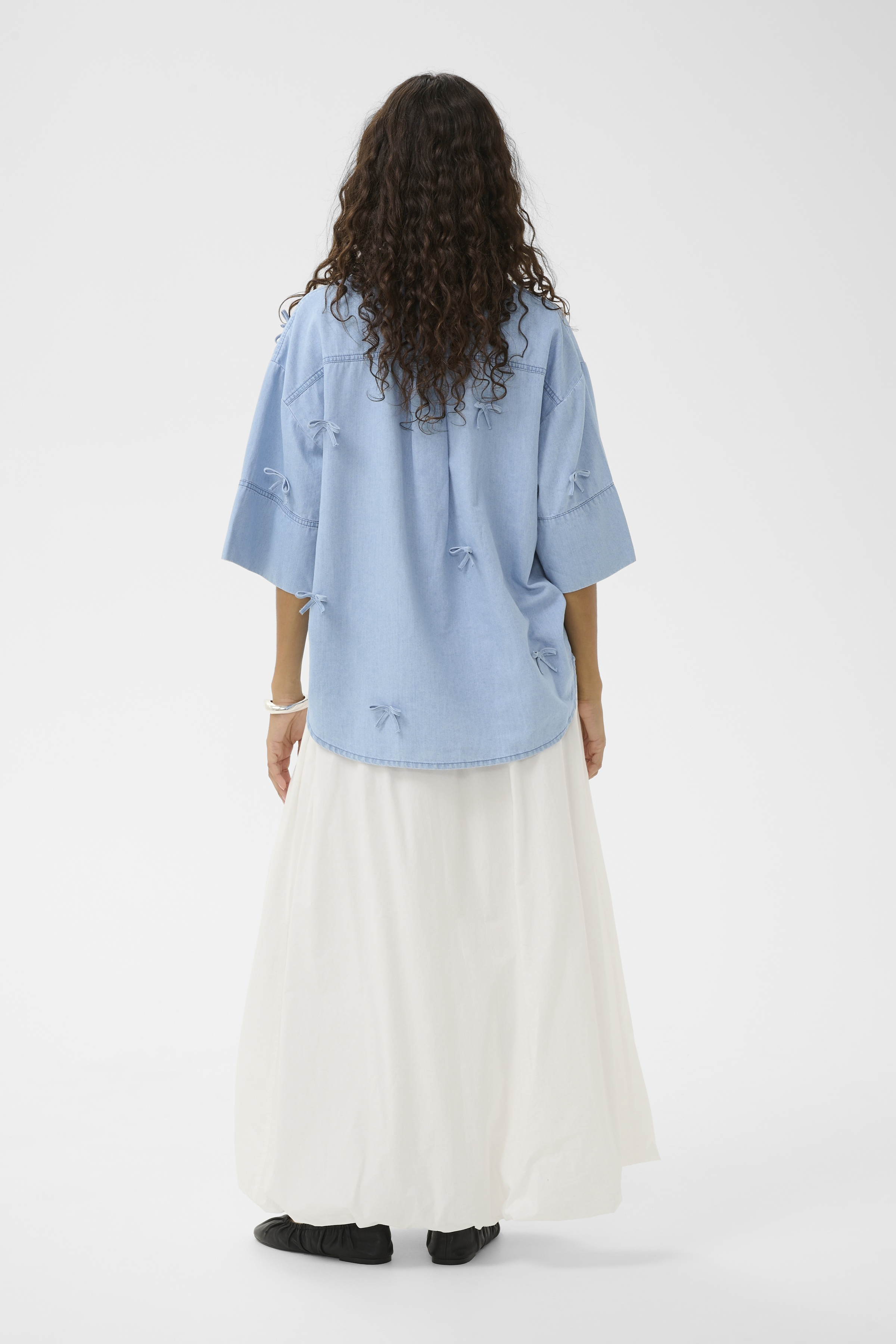 SLAdelita Aria Bow Shirt SS Light Blue Denim - 5
