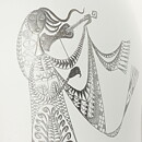 Stig Lindberg (Grazia 1951) White Vase with Woman and Rooster Motif 27 cm (2)