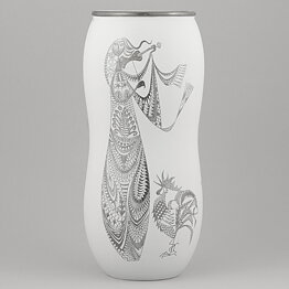 Stig Lindberg (Grazia 1951) White Vase with Woman and Rooster Motif 27 cm (2)