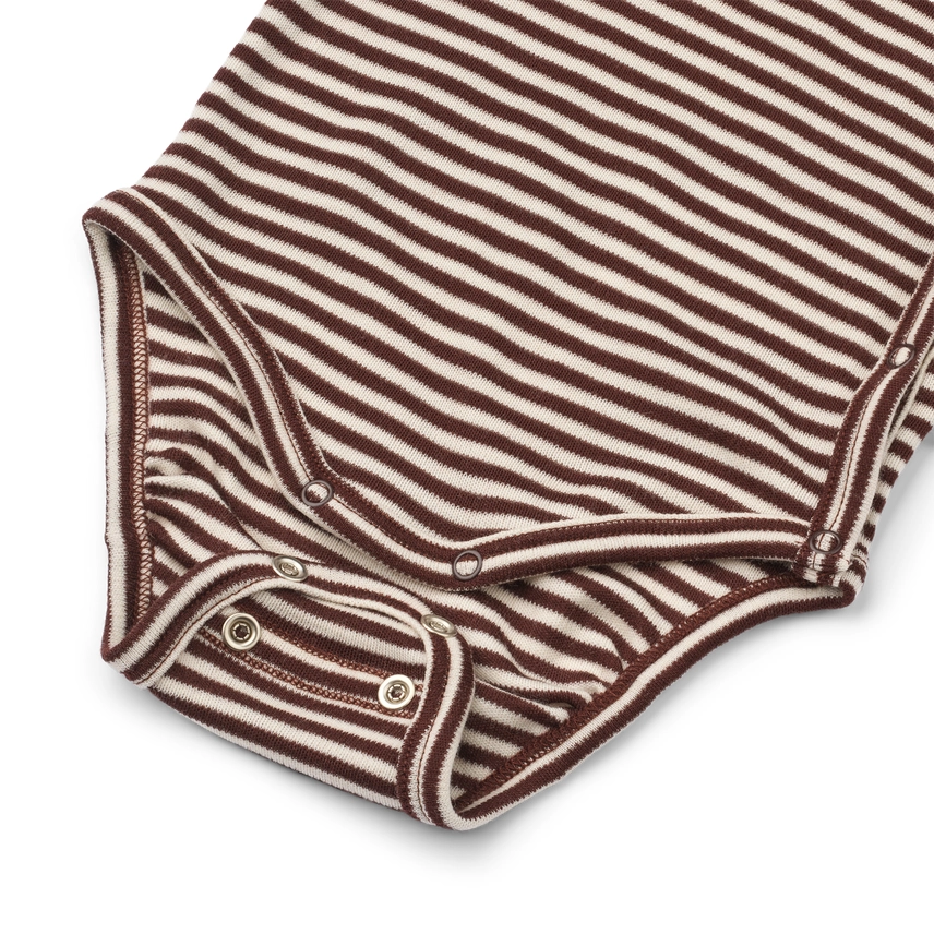 Omlott body i merinoull – kaffe / natur från Little Savage  - 4