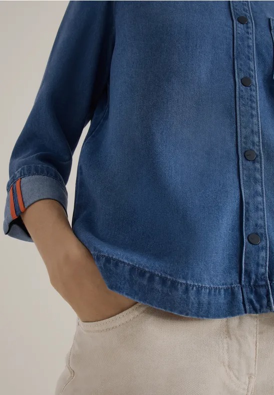 Washed Denim Look Blouse - Cecil - 5